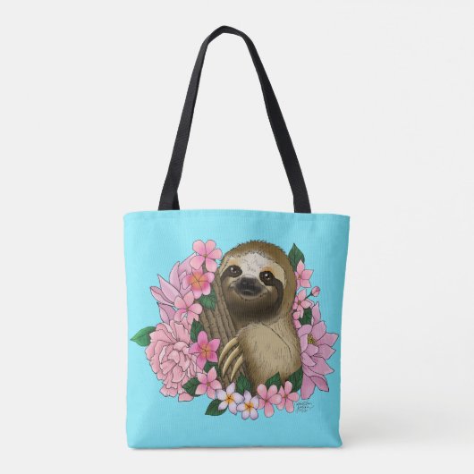Sloth Pink-Blume Tasche (Rückseite)