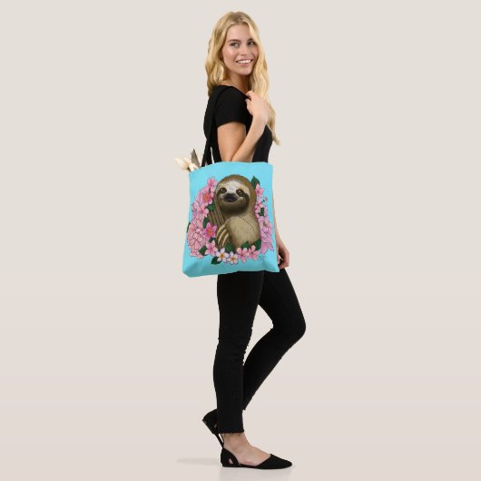 Sloth Pink-Blume Tasche (Am Model)