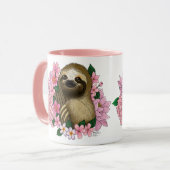 Sloth Pink-Blume Tasse (Vorderseite Links)