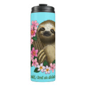 Sloth Pink-Blume Thermosbecher (Vorderseite)