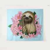 Sloth Pink-Blume Wandteppich (Vorderseite (Horizontal))