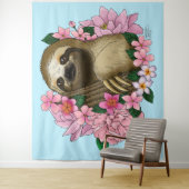 Sloth Pink-Blume Wandteppich (Beispiel)