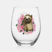 Sloth Pink-Blume Weinglas Ohne Stiel (Vorderseite)