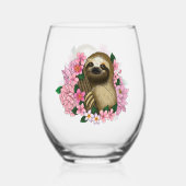 Sloth Pink-Blume Weinglas Ohne Stiel (Rückseite)