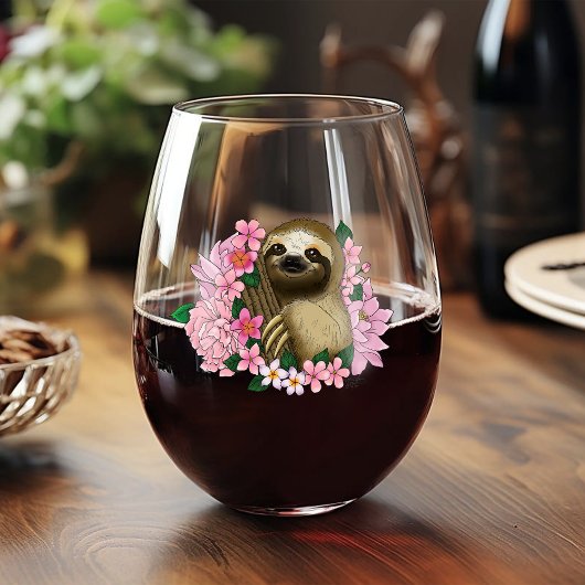 Sloth Pink-Blume Weinglas Ohne Stiel