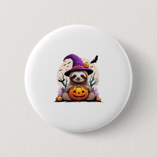 Sloth Pink Hat Halloween Button (Vorderseite)