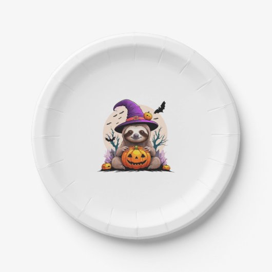 Sloth Pink Hat Halloween Pappteller (Vorderseite)