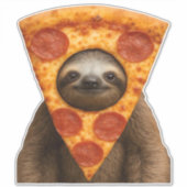 Sloth pizza funny weird prank meme cute happy chri aufkleber (Vorderseite)