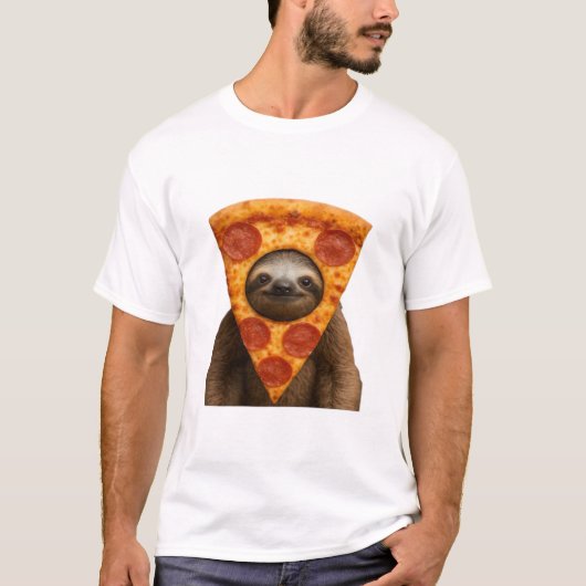 Sloth pizza funny weird prank meme cute happy chri T-Shirt (Vorderseite)