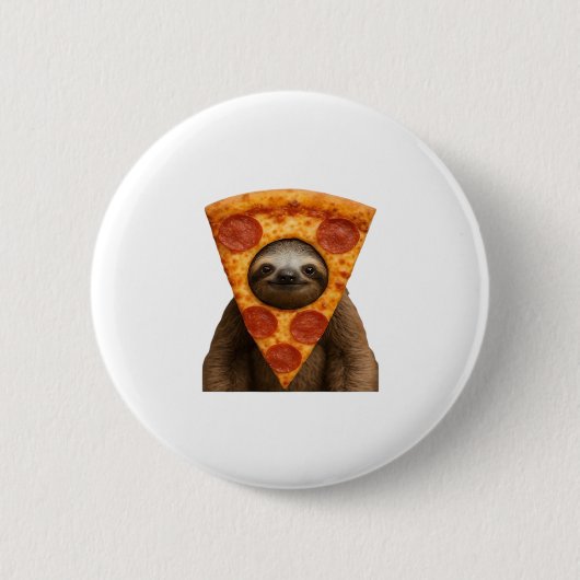 Sloth Pizza lustiges, seltsames Pranger Meme niedl Button (Vorderseite)