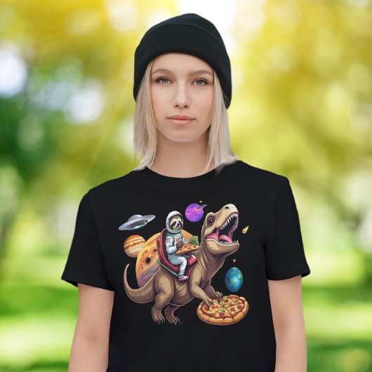 Sloth Pizza T-Rex Space Adventure T-Shirt