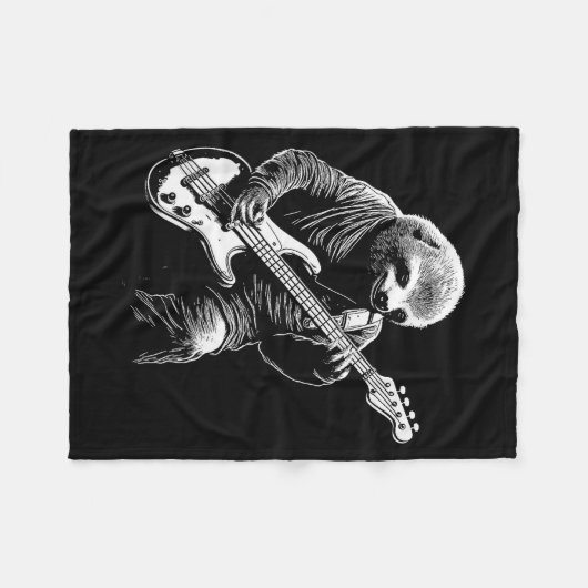 Sloth Playing B Guitar Funny B Player Bist Sloth Fleecedecke (Vorderseite (Horizontal))