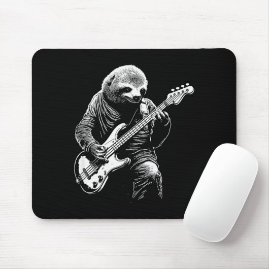 Sloth Playing B Guitar Funny B Player Bist Sloth Mousepad (Mit Mouse)