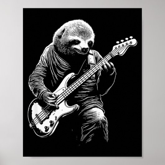 Sloth Playing B Guitar Funny B Player Bist Sloth Poster (Vorne)
