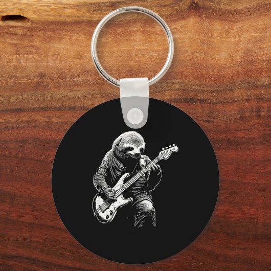 Sloth Playing B Guitar Funny B Player Bist Sloth Schlüsselanhänger (Vorderseite)