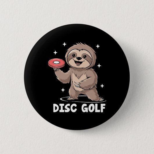 Sloth Playing Disc Golf Player Sports Athlete Game Button (Vorderseite)