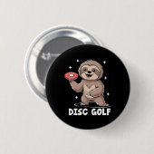 Sloth Playing Disc Golf Player Sports Athlete Game Button (Vorne & Hinten)