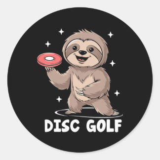 Sloth Playing Disc Golf Player Sports Athlete Game Runder Aufkleber