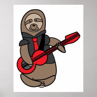 Sloth Playing Electric Gitarre Kawaii Niedlich Poster