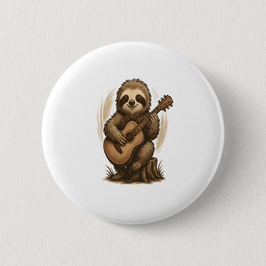 Sloth Playing Guitar Button (Vorderseite)