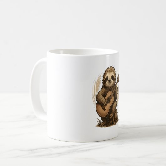Sloth Playing Guitar Kaffeetasse (Vorderseite Links)