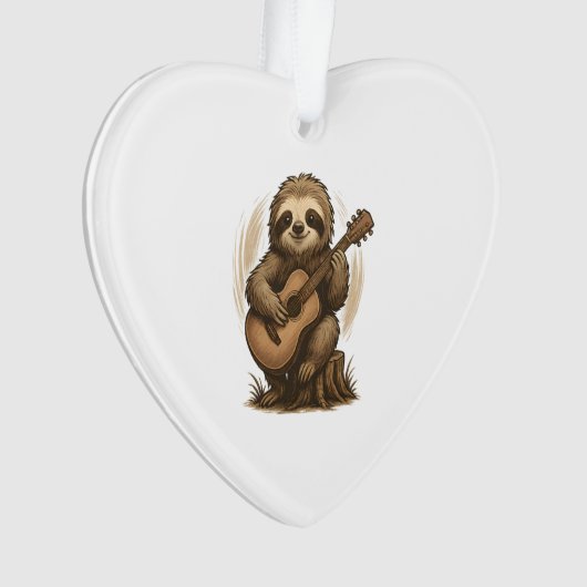 Sloth Playing Guitar Ornament (Vorderseite)