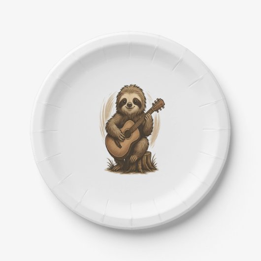 Sloth Playing Guitar Pappteller (Vorderseite)