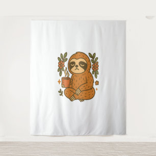 Sloth Playing Guitar Wandteppich
