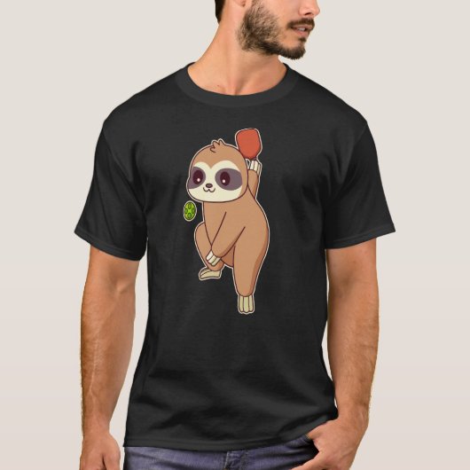 Sloth Playing Pickleball T-Shirt (Vorderseite)
