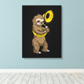 Sloth Playing Sousaphone Geschenk Männer Sousaphon Leinwanddruck (Insitu (Holzboden))