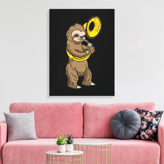 Sloth Playing Sousaphone Geschenk Männer Sousaphon Leinwanddruck (Insitu (Wohnzimmer))