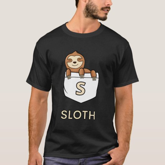 Sloth Pocket Animal Design T-Shirt (Vorderseite)