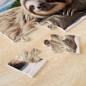 Sloth Pool Party Collage Funny Relaxing Beach Puzzle (Seite)