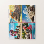 Sloth Pool Party Collage Funny Relaxing Beach Puzzle (Vertikal)