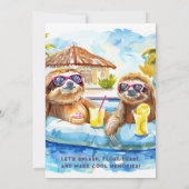 Sloth Pool Party Geburtstagseinladung Einladung (Rückseite)