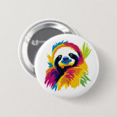Sloth Portrait Illustration Watercolour Painting Button (Vorne & Hinten)