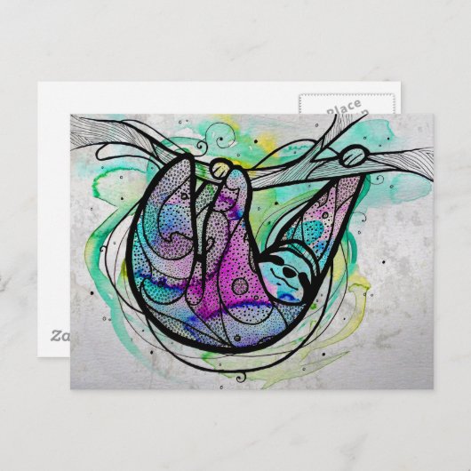 Sloth Postcard Postkarte (Vorne/Hinten)