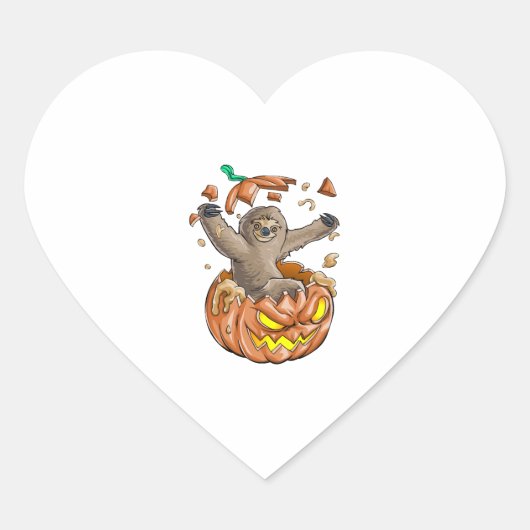 Sloth Pumpkin Halloween Herz-Aufkleber (Vorderseite)