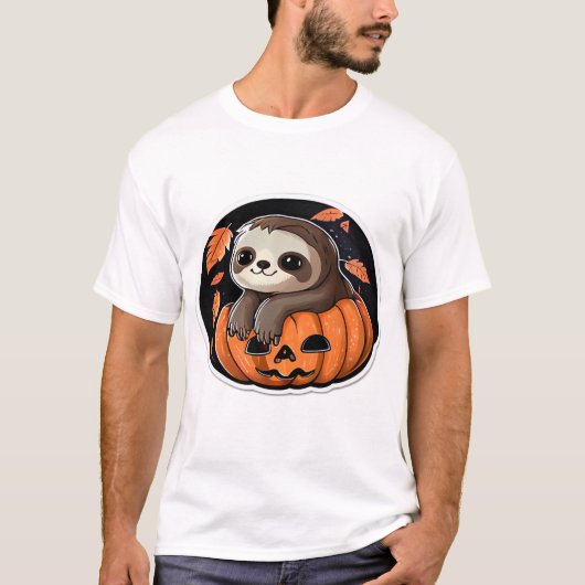sloth pumpkin Halloween sticker Oversized T-Shirt (Vorderseite)