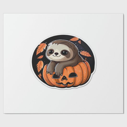 sloth pumpkin Halloween sticker Oversized T-Shirt Geschenkpapier (Flach)