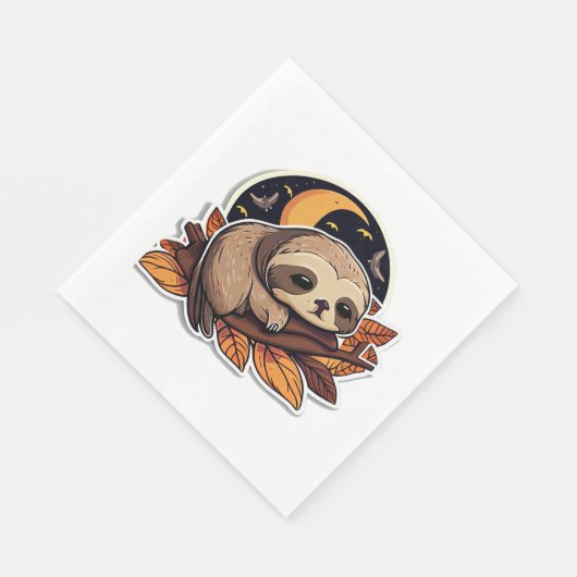 sloth pumpkin Halloween sticker style 2 Classic T- Serviette (Ecke)