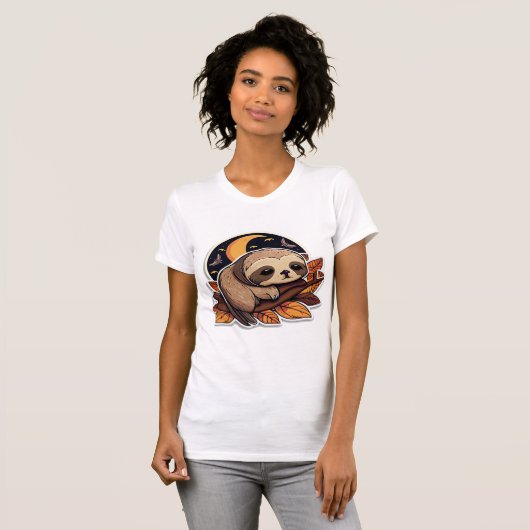 sloth pumpkin Halloween sticker style 2 Classic T- T-Shirt (Vorne ganz)