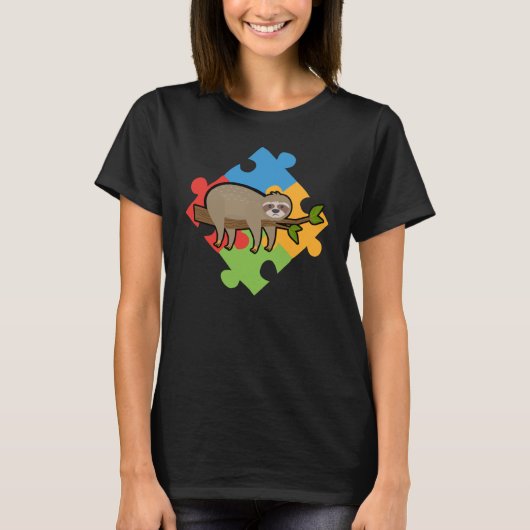 Sloth Puzzle Niedlich Autism Awareness Day T-Shirt (Vorderseite)