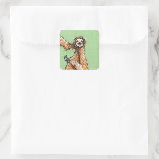 Sloth Quadratischer Aufkleber (Tasche)