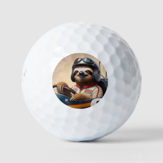 Sloth Racecar Treiber Golfball (Vorderseite)