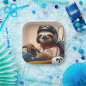 Sloth Racecar Treiber Pappteller (Party)