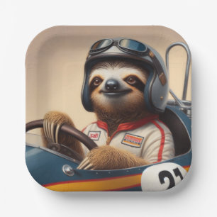 Sloth Racecar Treiber Pappteller