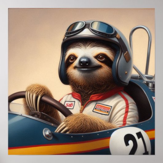 Sloth Racecar Treiber Poster (Vorne)