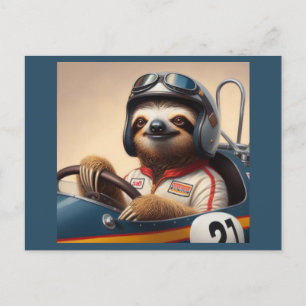 Sloth Racecar Treiber Postkarte