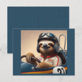 Sloth Racecar Treiber Postkarte (Vorne/Hinten)